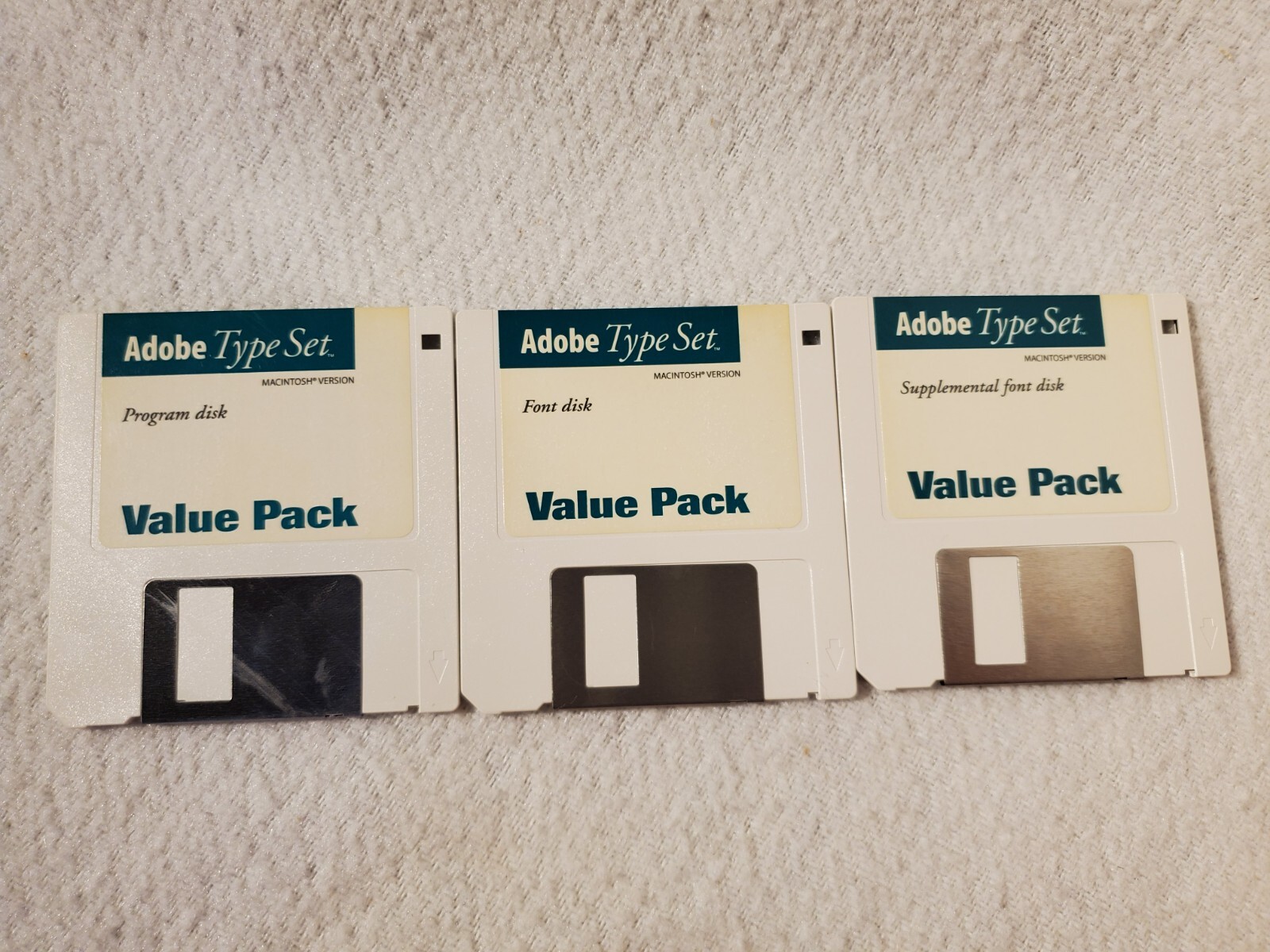 Vtg 1992 Adobe Type Set Value Pack for Apple Macintosh 3.5″ Floppy Disks