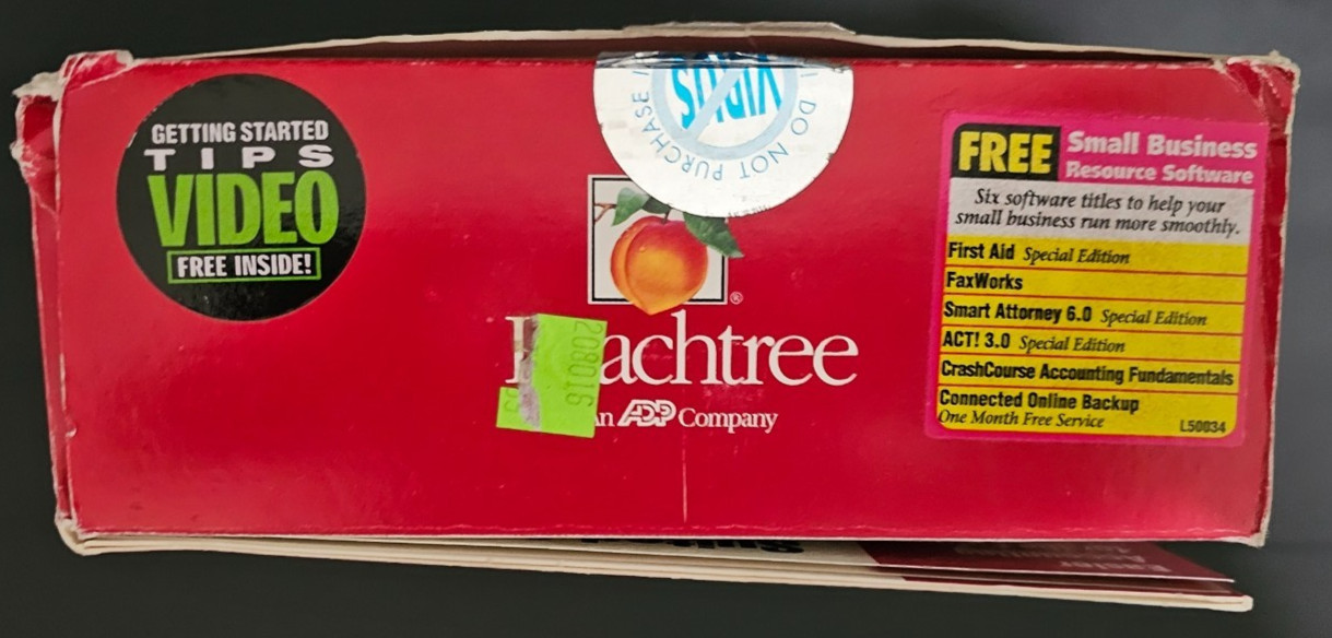 Peachtree Accounting 98 Complete Big Box Windows 95 3.1 PC Software Manuals Disk