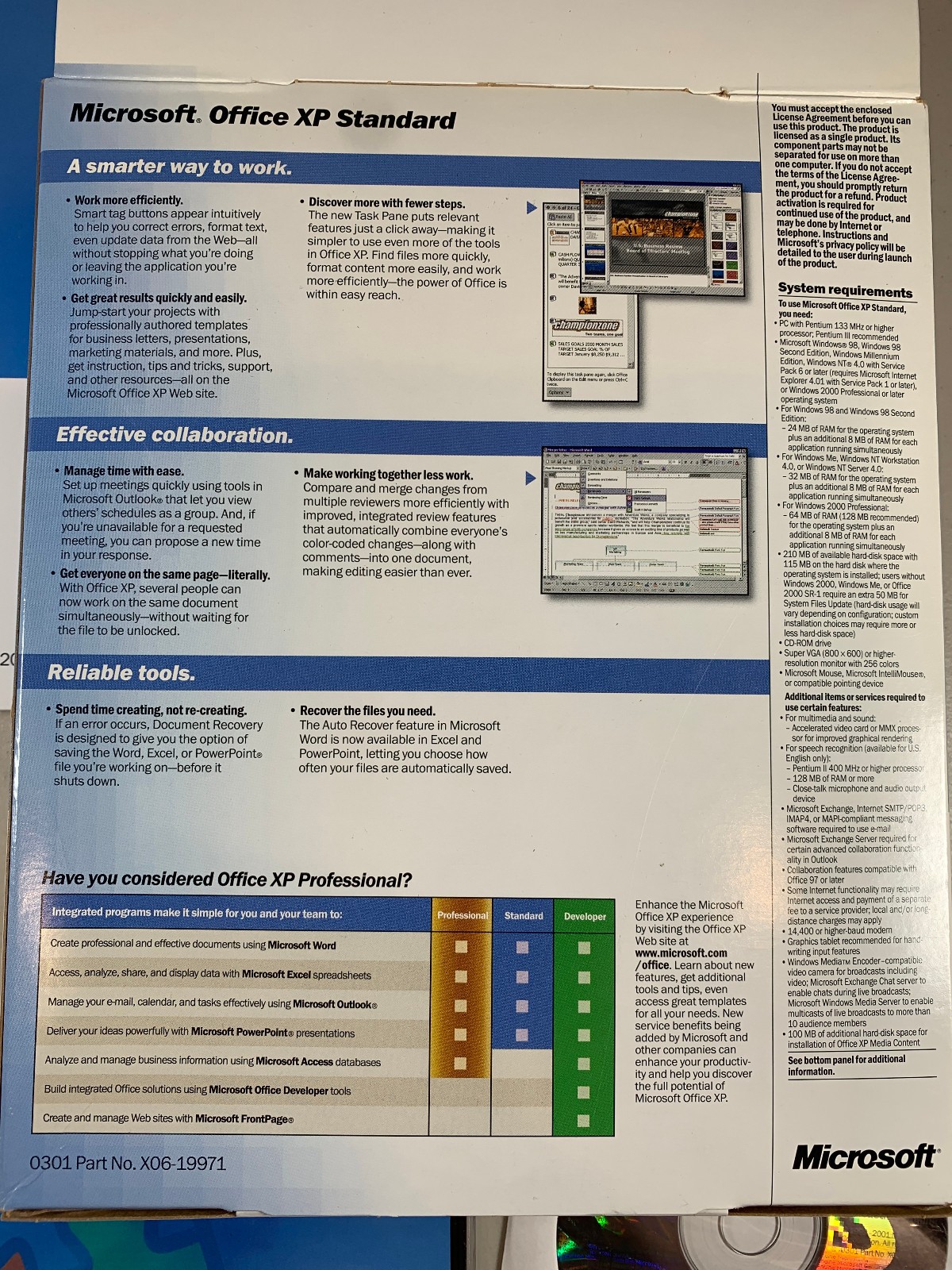 Microsoft Office 2002 XP Standard Upgrade w/ CD & Product Key Guide Word Excel