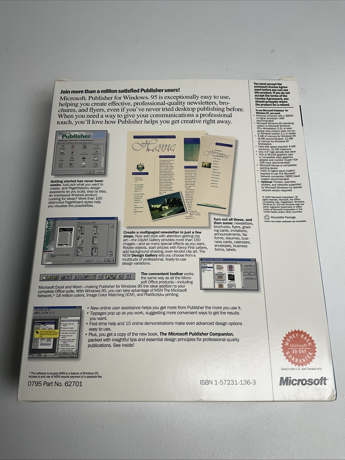 VTG Microsoft Publisher Windows 95 & Windows NT Workstation 3.0 Floppy Disk 3.5″