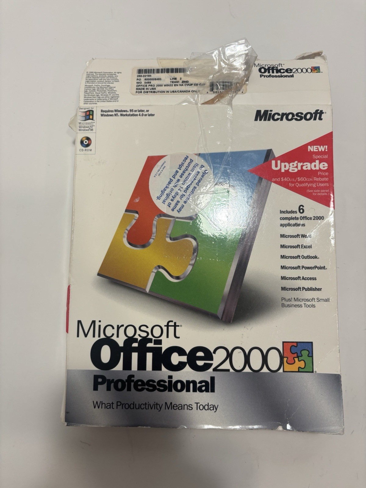 Microsoft Office 2000 Professional Upgrade CD-ROM Windows 95 98 NT Complete Box
