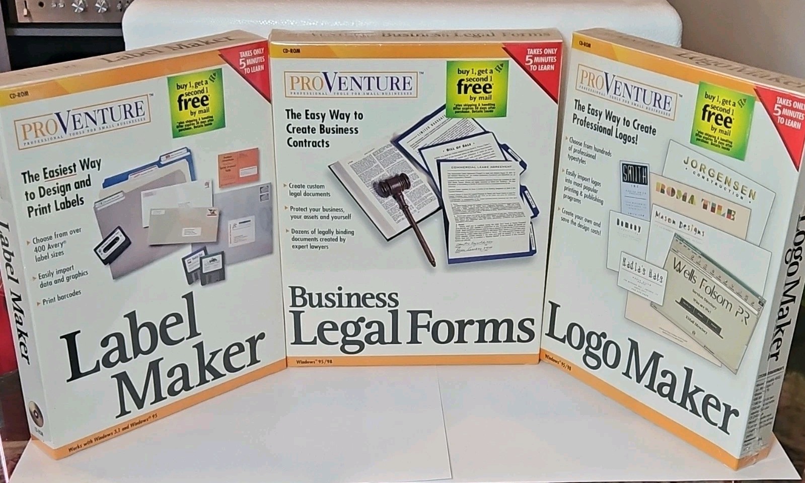 ProVenture Business Legal Forms, Logo, and Label Maker CD-ROM Lot 3 New Sealed