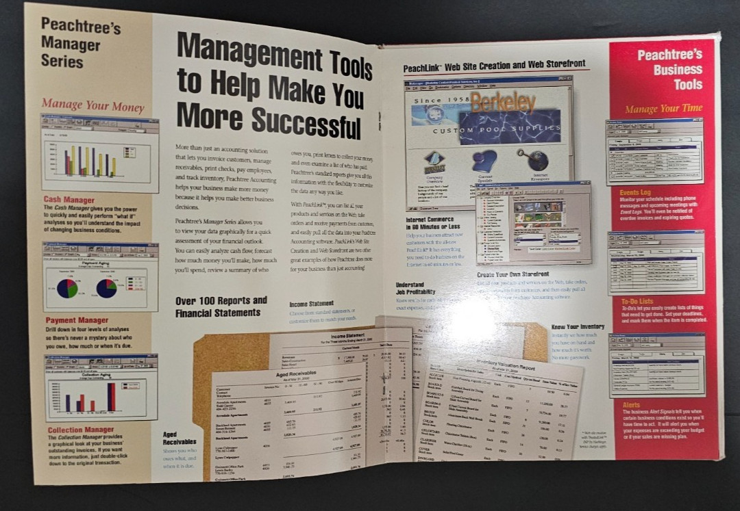 Peachtree Accounting 98 Complete Big Box Windows 95 3.1 PC Software Manuals Disk