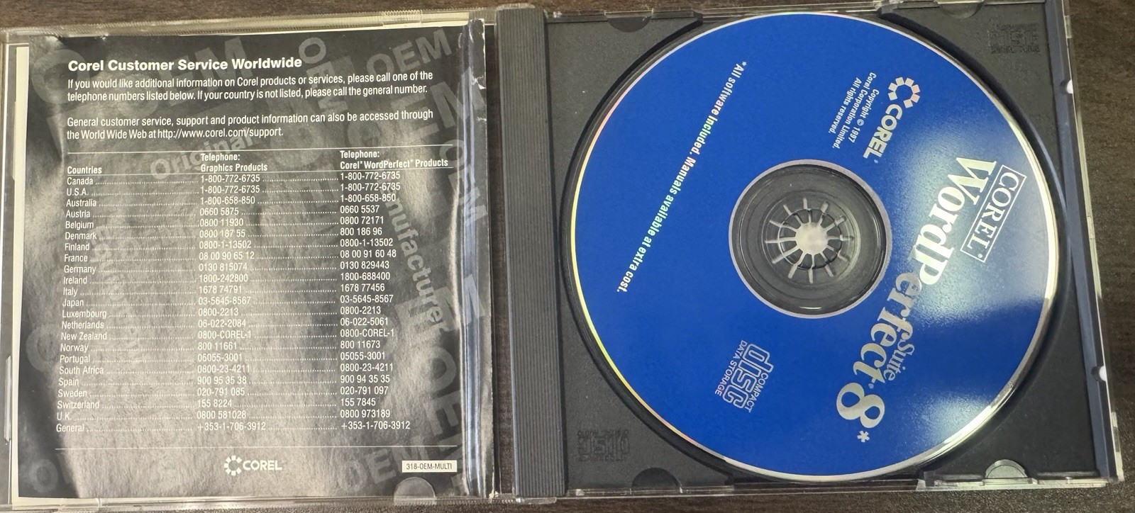 Corel Word Perfect Suite 8 Software CD Windows 1997