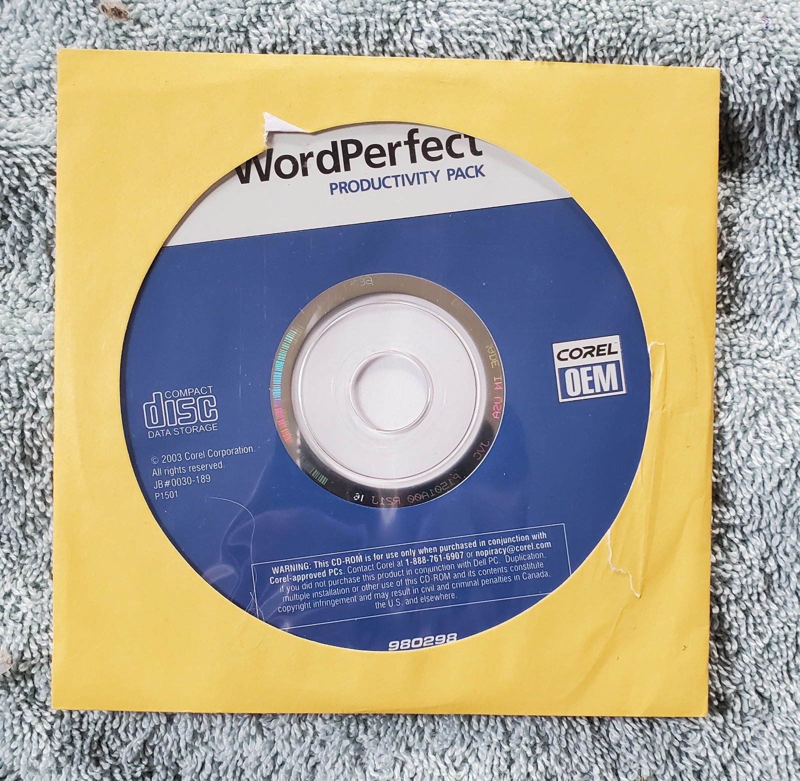 Word Perfect Productivity Pack 2003 CD Disc