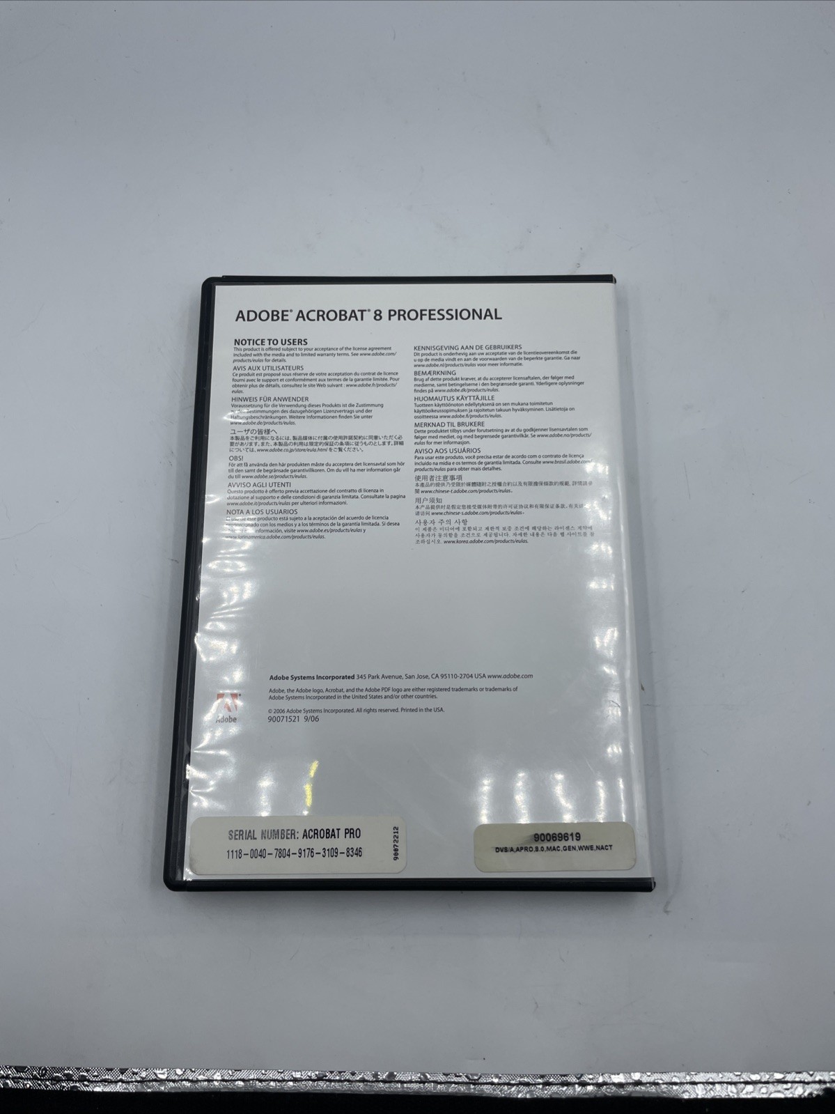 Adobe Acrobat 8 Professional installation CD with Key Code For Macintosh