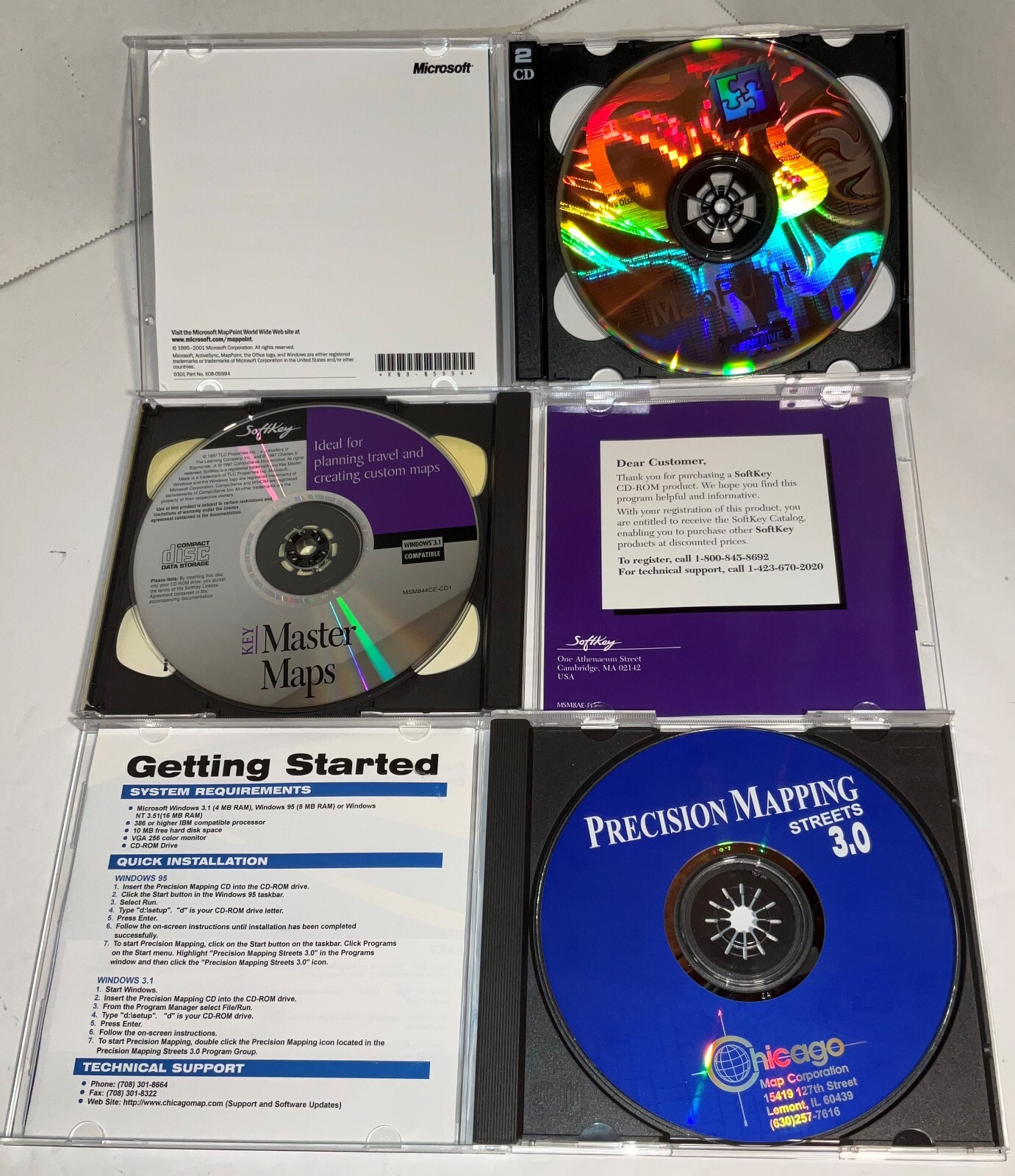 Microsoft Mappoint version 2002 + Master Maps + Precision Mapping – 3 preowned