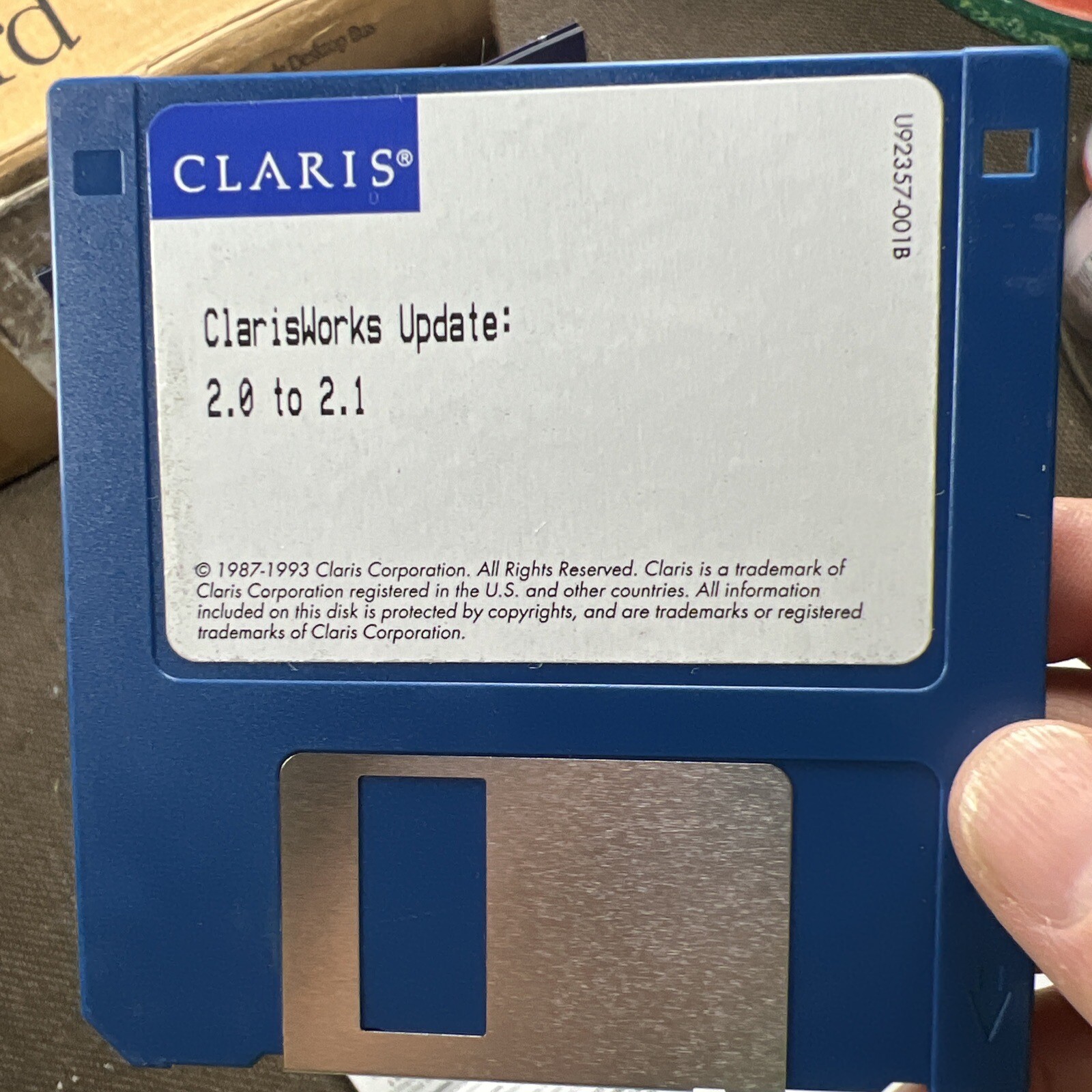 Vintage Apple Macintosh Claris Works 1993 v2.1 Update 3.5″ Floppy Disk + Papers