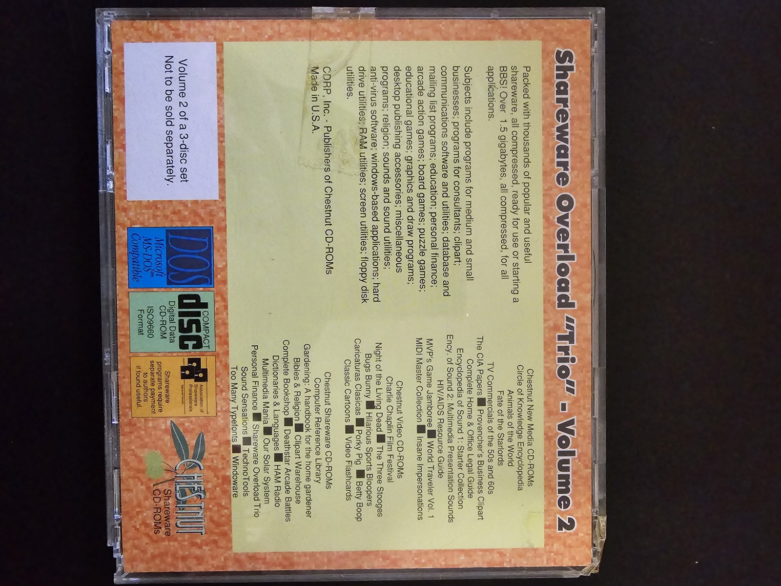 Shareware Overload Trio Software 1993 Cdrp 2 Discs Over 1.5 Gigabytes Shareware