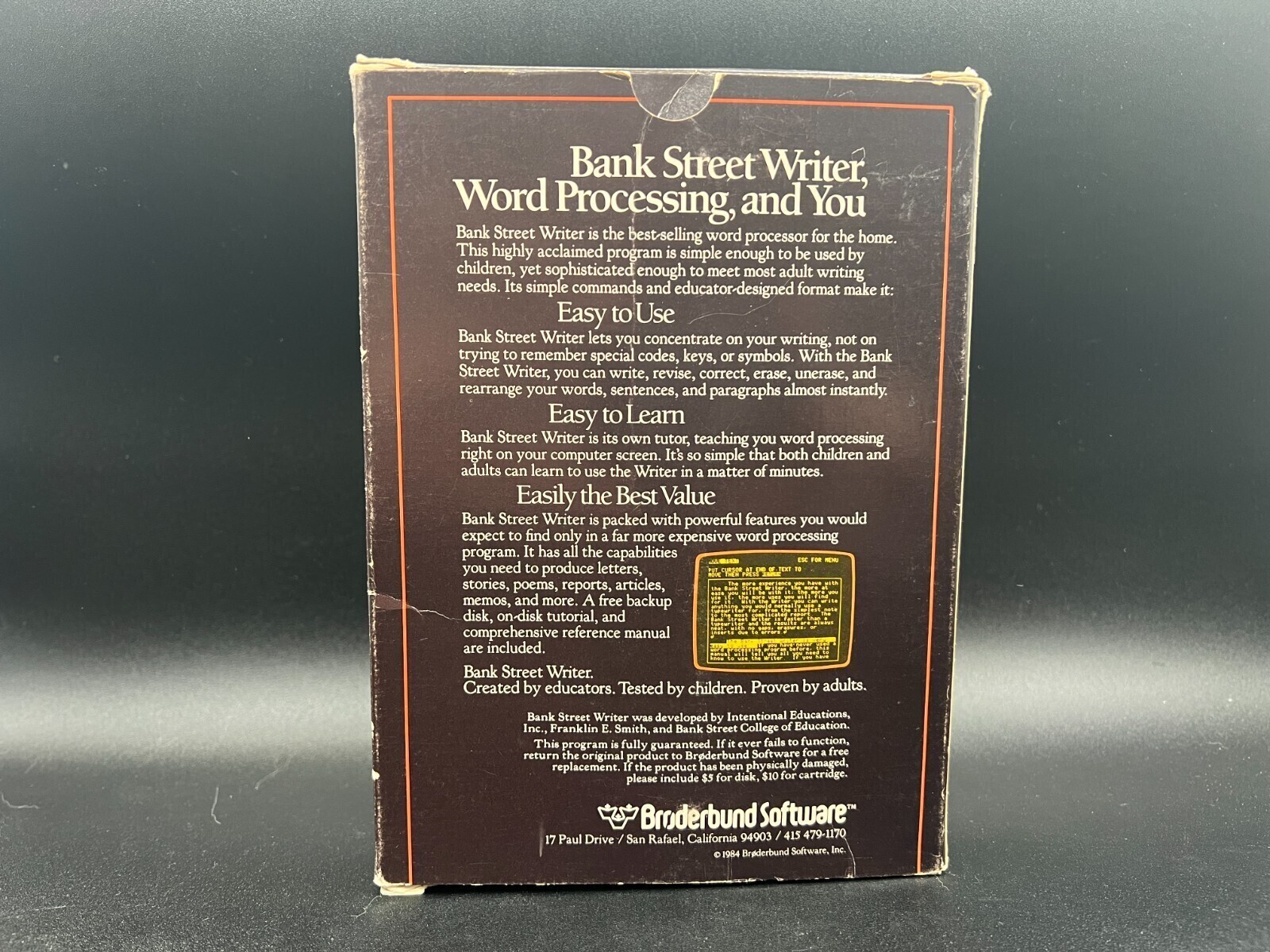 Bank Street Writer Software – Apple IIc / IIe, 1984 Broderbund, Complete in Box