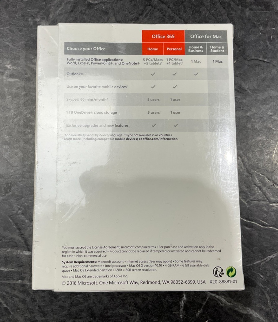 Microsoft Office 2016 Home and Student Edition Mac GZA-00850