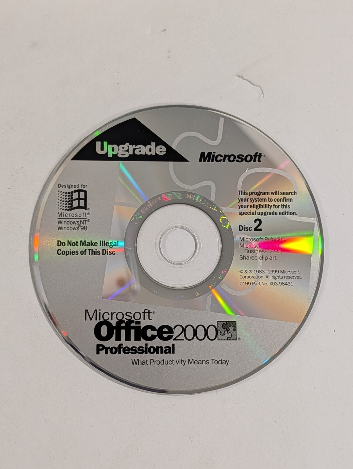 Microsoft Office 2000 Professional Upgrade For Windows | 2 Discs | Discs Only