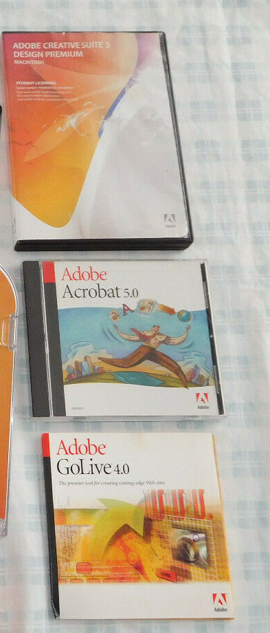 Lot 3 Adobe Creative Suite 3 Design Premium Student Acrobat 5.0 GoLive 4.0 Mac