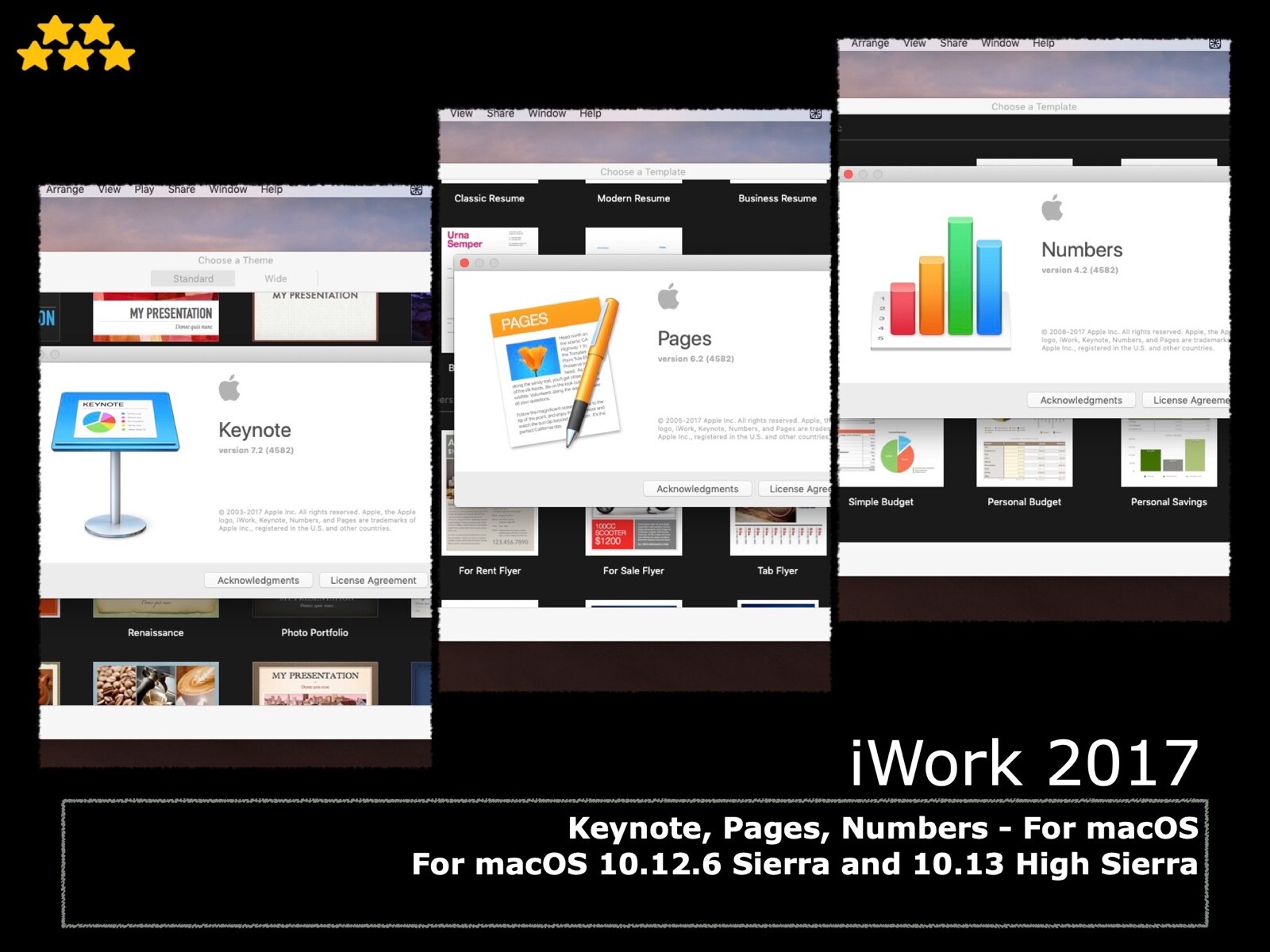 iWork 2017 (Pages, Numbers and Keynote) USB installer for Mac OS Apple macOS
