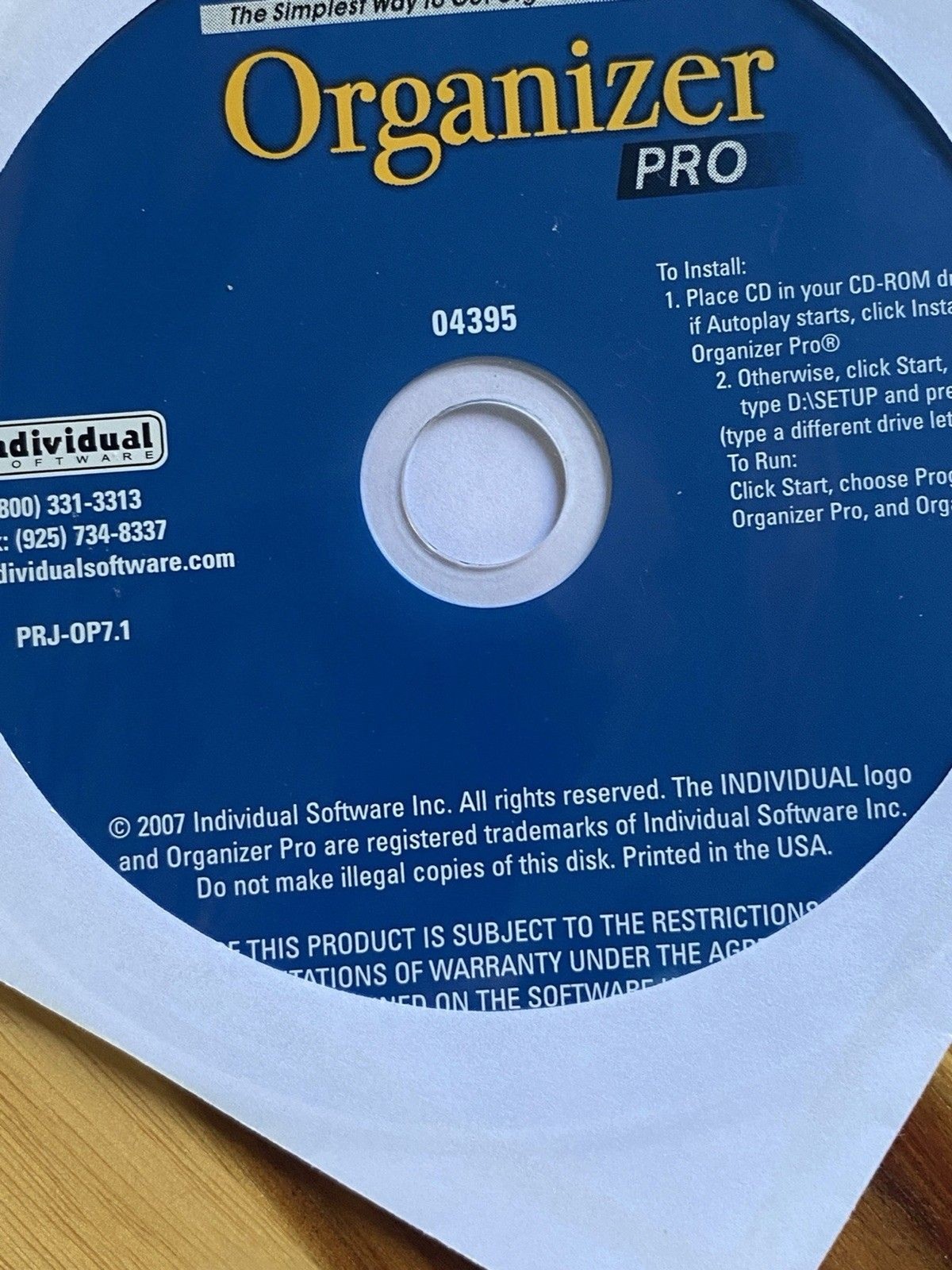 2007 Individual Software Organizer PRO NEW! “The simplest way to get organized!”