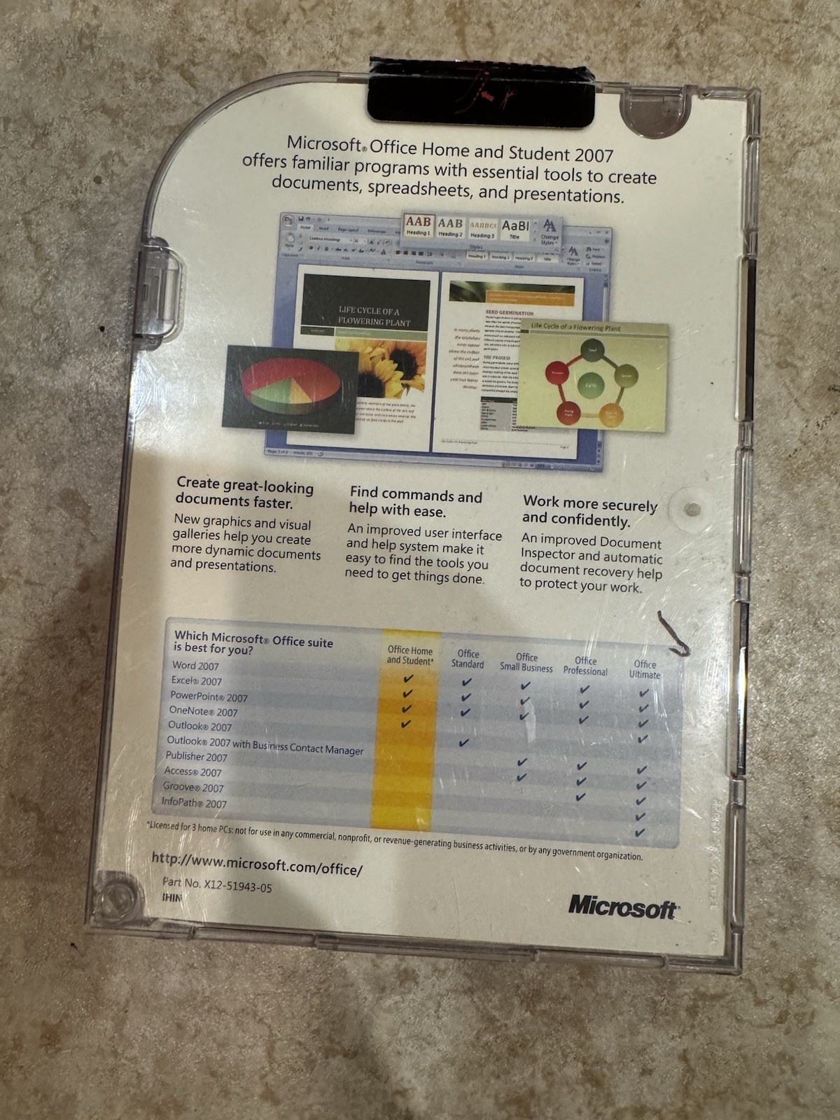 Microsoft MS Office 2007 Home and Student for 3 PCs Full English=NEW Retail BOX=