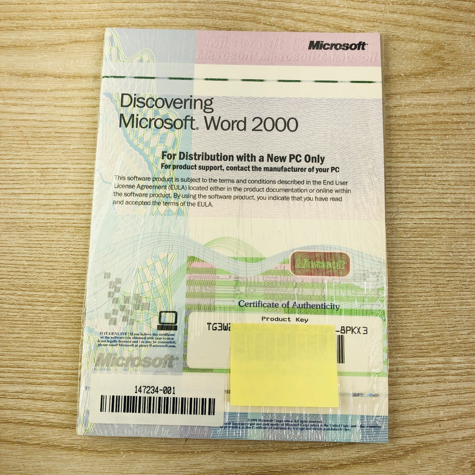 Discovering Microsoft Word 2000 w/Product Key CD-ROM Software Unopened