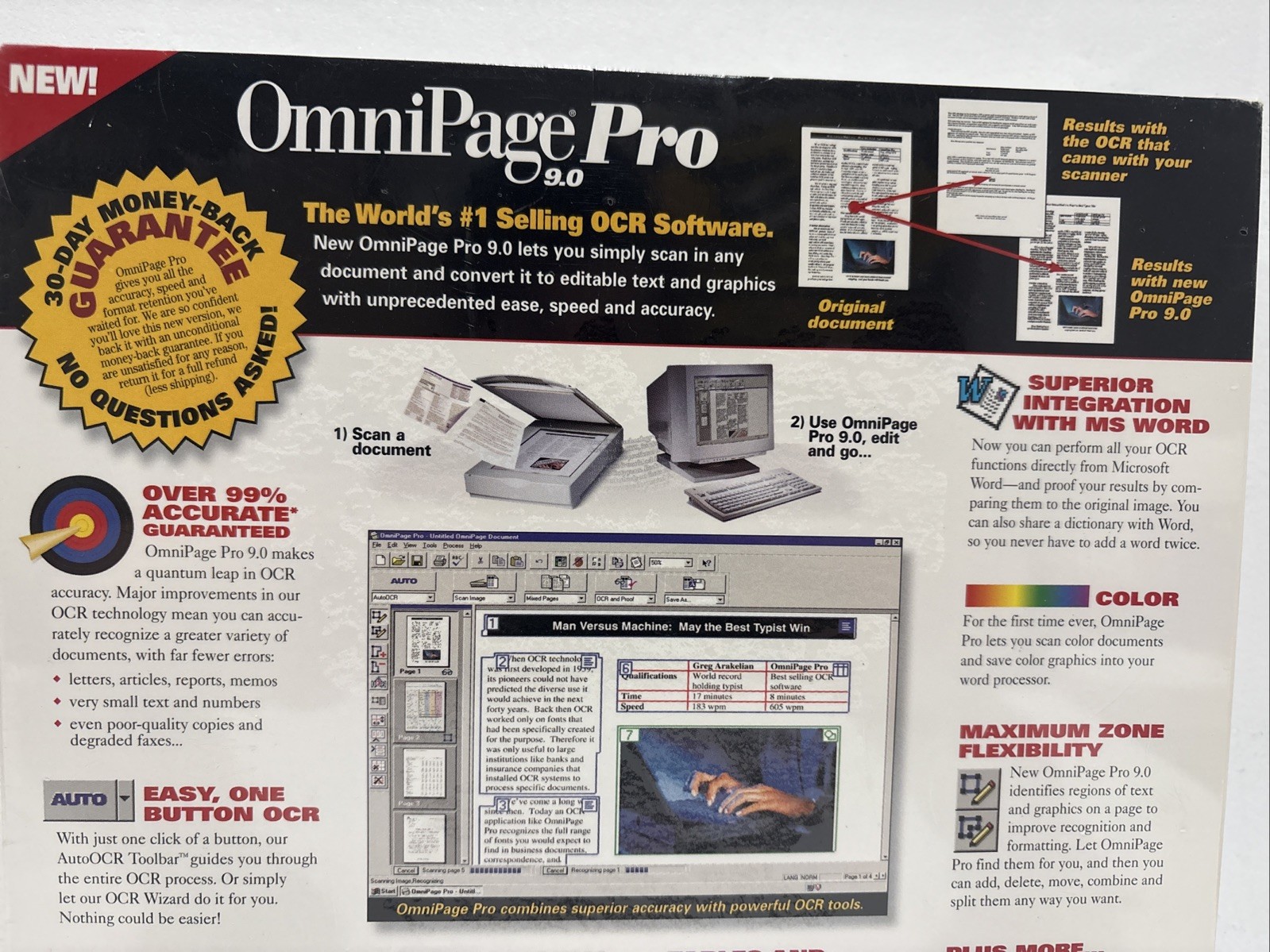 Vintage OmniPage Pro 9.0 Windows Upgrade OCR Scanner Software 95 New