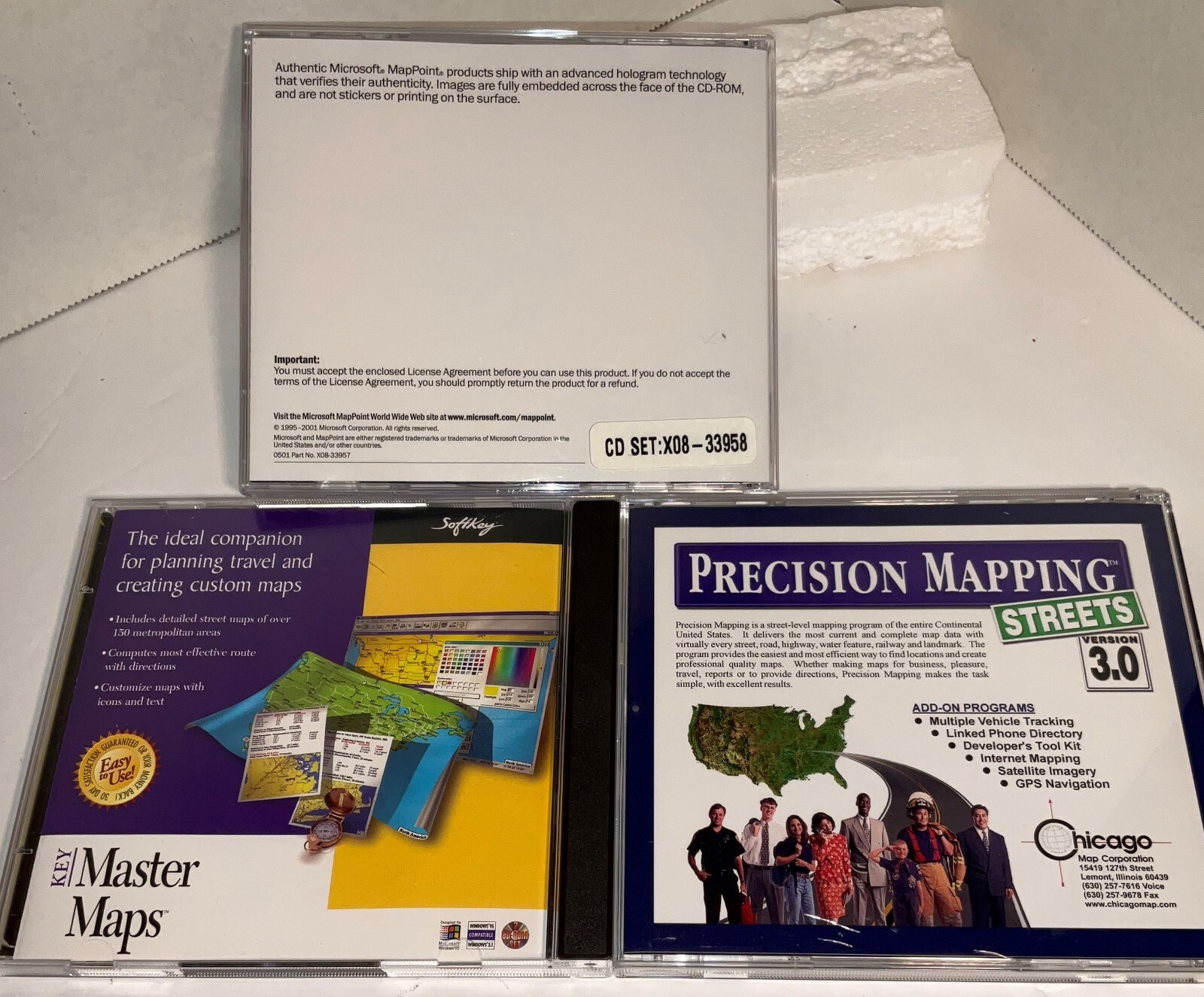 Microsoft Mappoint version 2002 + Master Maps + Precision Mapping – 3 preowned