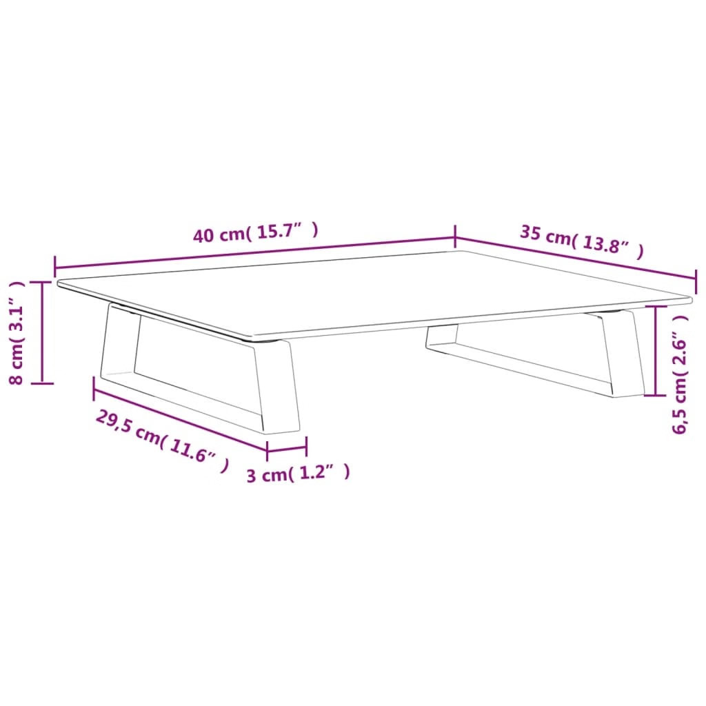 Monitor Stand White 15.7″x13.8″x3.1″ Tempered Glass and Metal