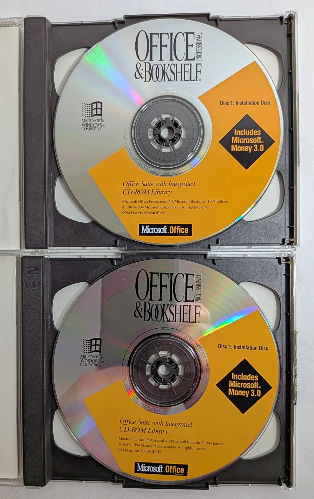 Microsoft Office Professional and Bookshelf Software 4 CD | 1994 Vintage Windows