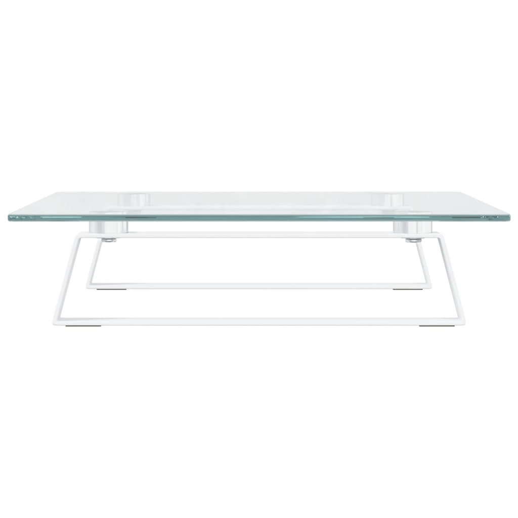 Monitor Stand White 15.7″x13.8″x3.1″ Tempered Glass and Metal