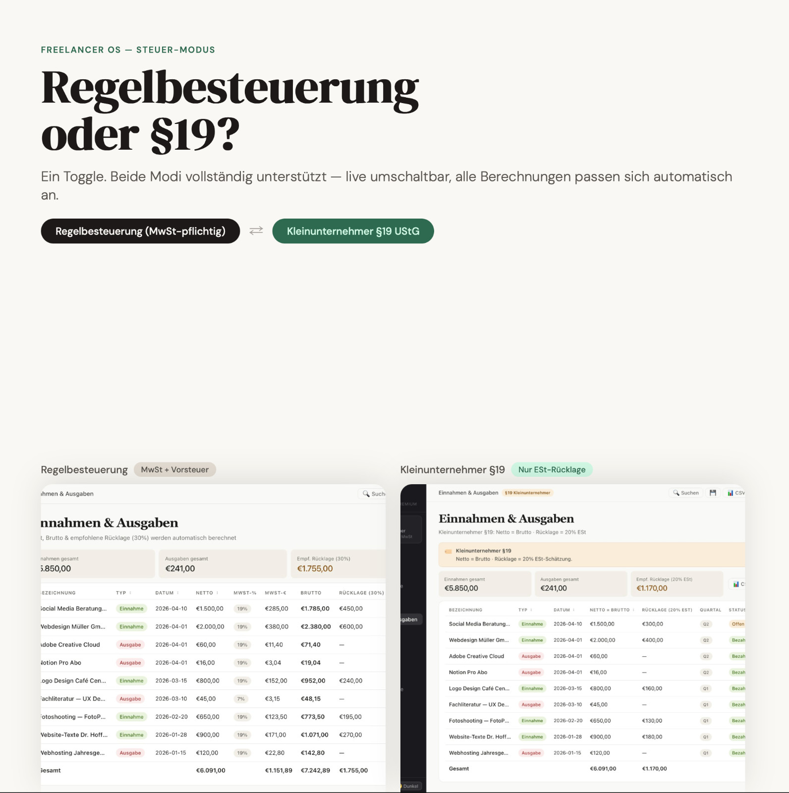 Freelancer OS Pro German | All-in-One Freelancer Tool, Accounting, Invoice