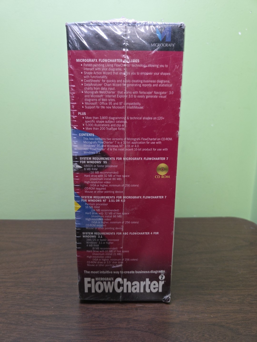 MicroGrafx Flowcharter 7 CD ROM 1996 SEALED New in Sealed Box 084072104132