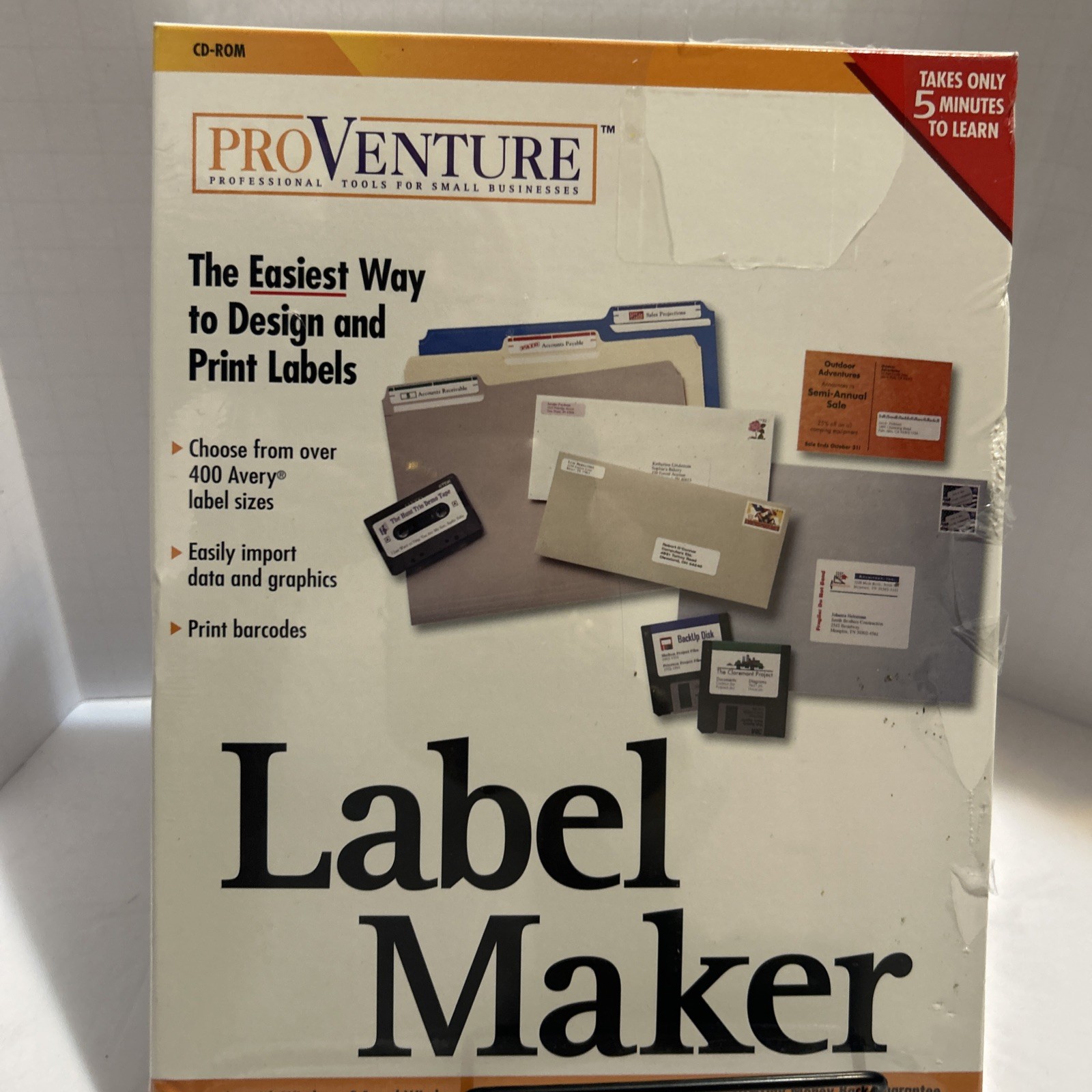 Vtg ProVenture ® Label Maker For Windows 3.1 & 95 – On 3.5 Floppies © 1998 – Ne