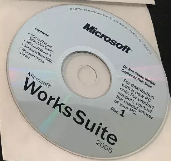 Microsoft Works Suite 2005 Software Disc 1 Only for Windows 95 98