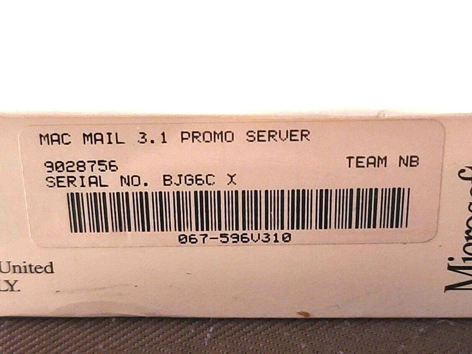 Microsoft Mail (1992) Mac Mail Version 3.1 Promo Server. New – Sealed