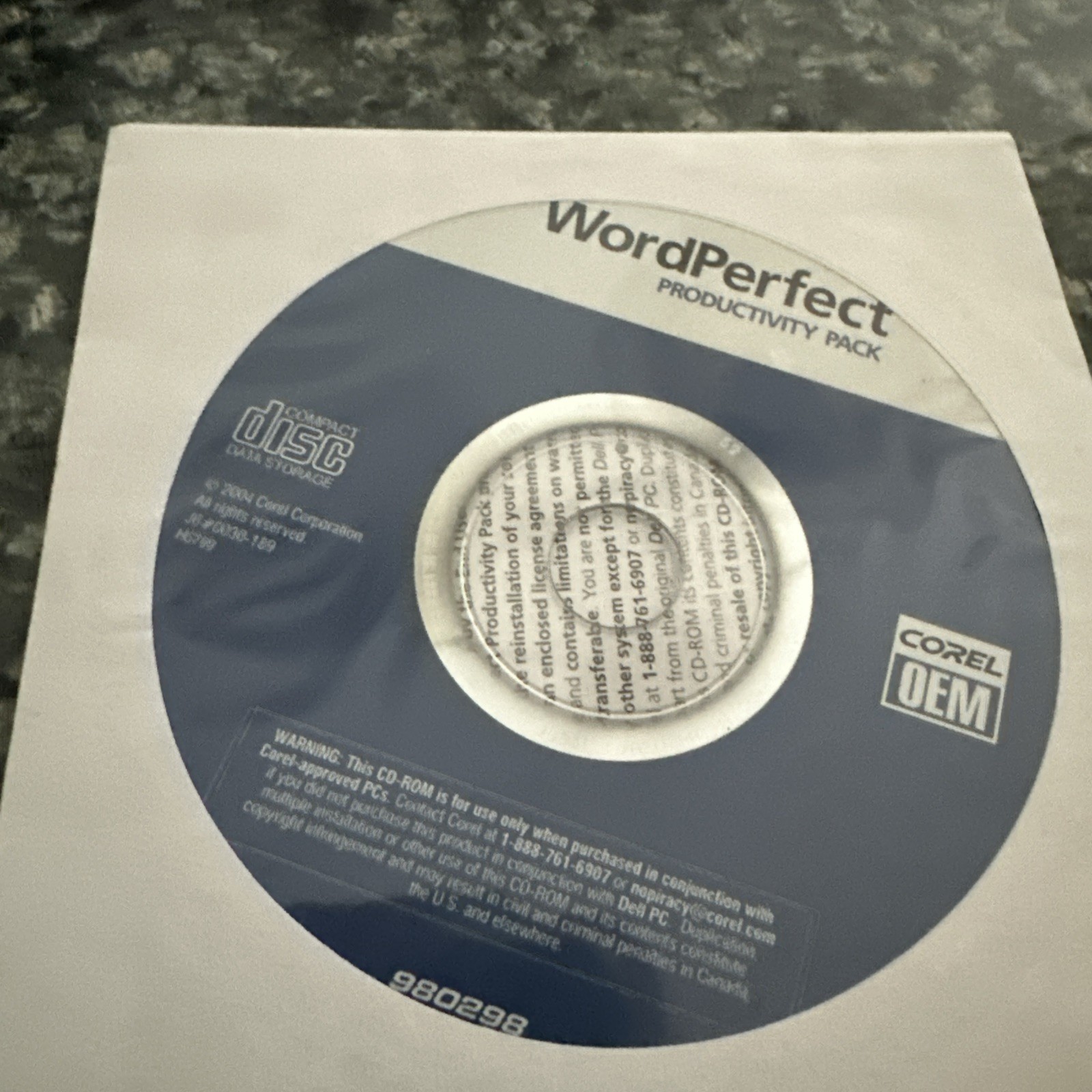 WordPerfect Productivity Pack Corel OEM 980298 2004 CD ROM NEW & SEALED