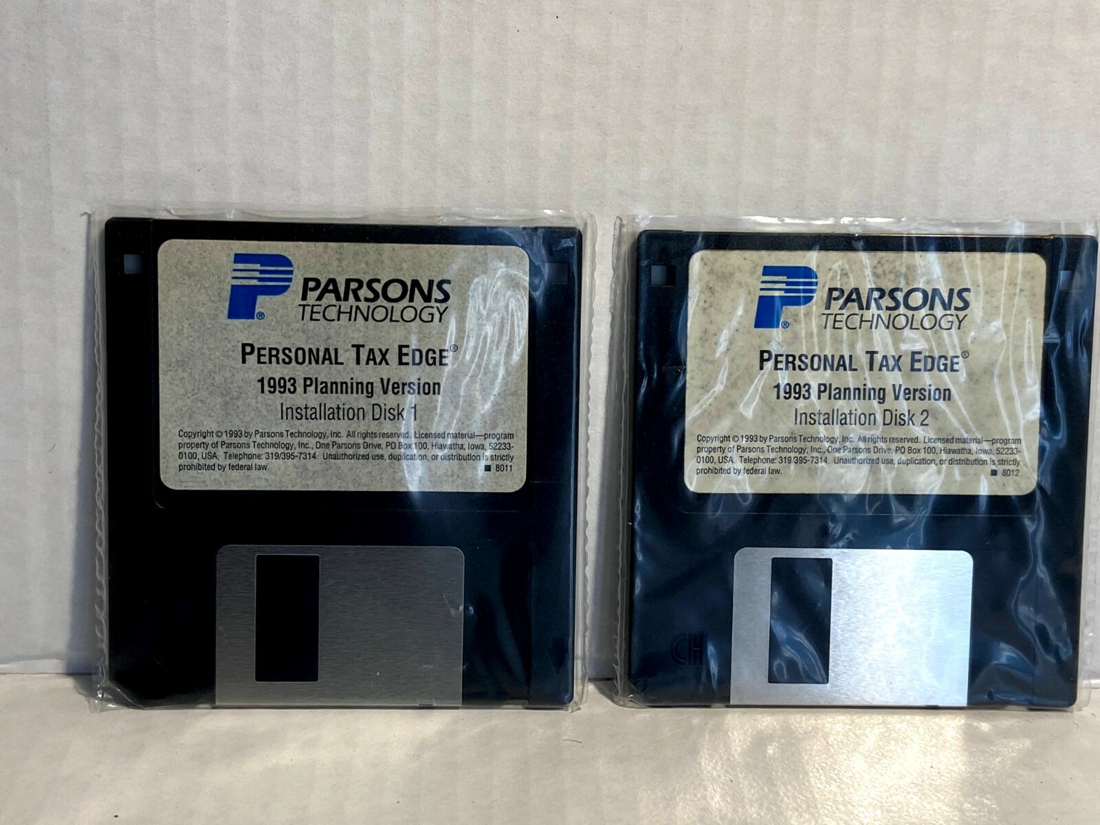 Parsons ® Technology Personal Tax Edge- Windows Disc 1&2–3.5″ Floppy 1993-LIL-A