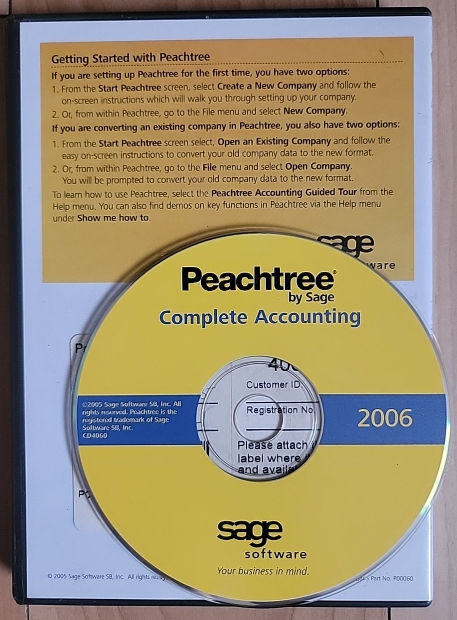 Peachtree by Sage Accounting 2006 – CD Software With S/N – READ