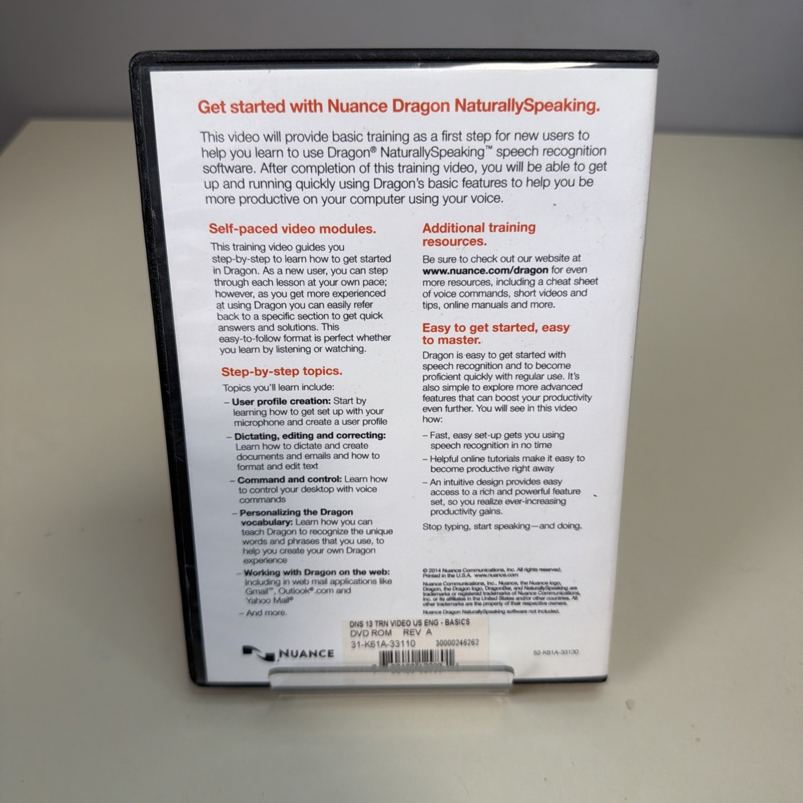 Dragon Naturally Speaking Training Video Version 13 Fundamentals DVD Only