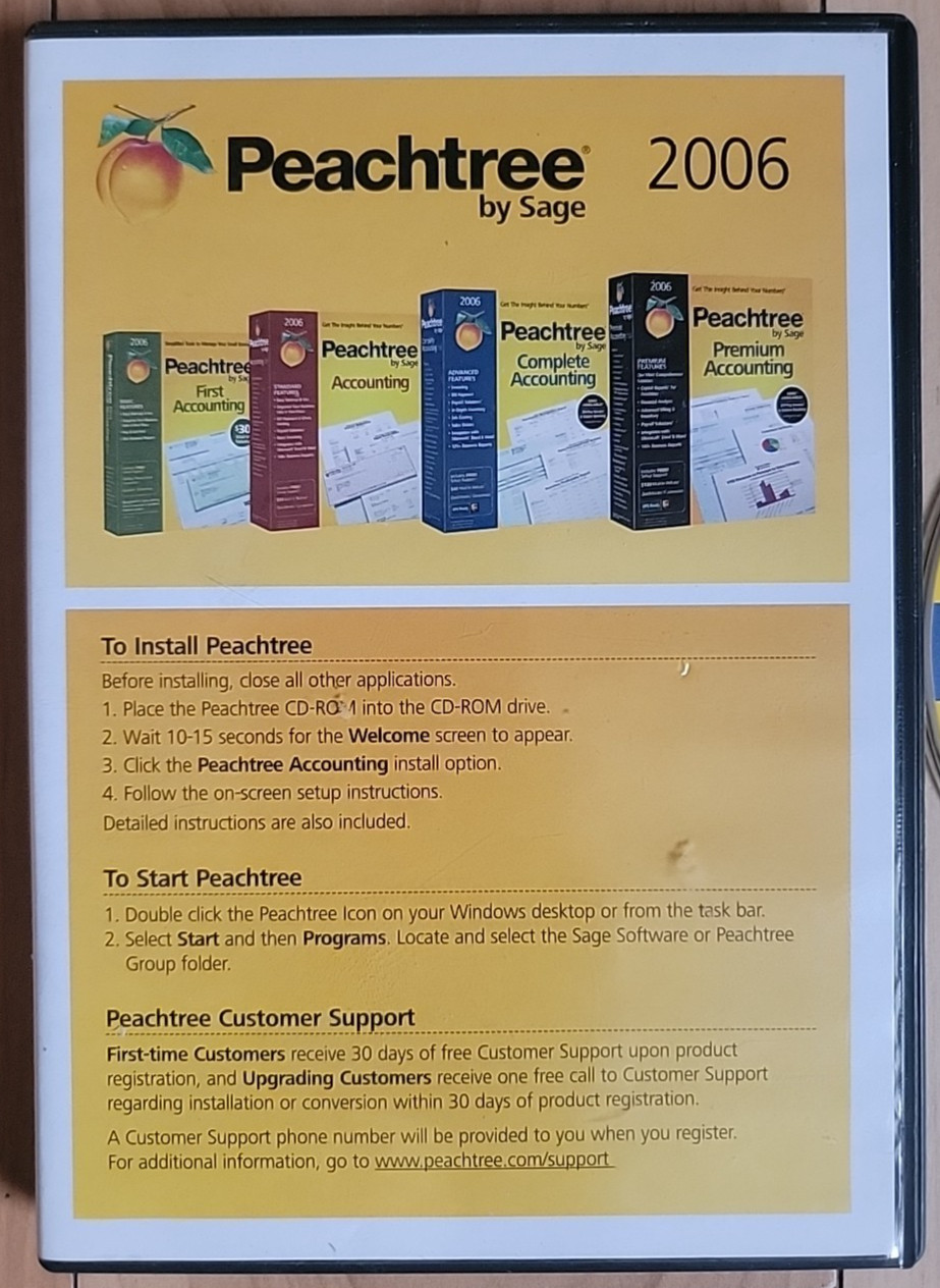 Peachtree by Sage Accounting 2006 – CD Software With S/N – READ