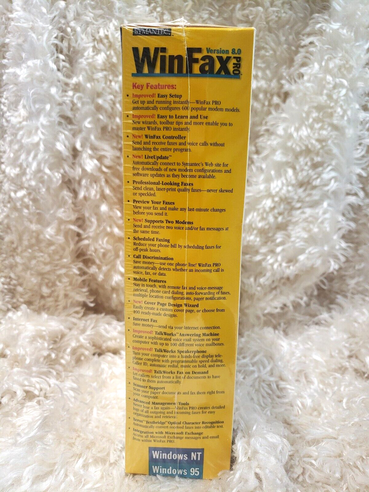 WINFAX 1997 Symantec Hassle-Free Faxing Version 8.0 Pro 95/NT SEALED!
