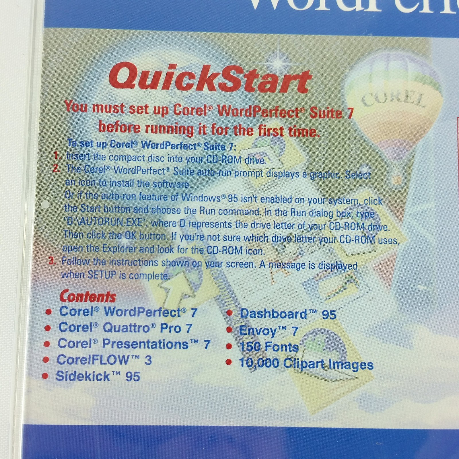 Corel WordPerfect Suite 7 Windows 95 CD Rom Quattro Pro 7 Paradox 7 Presentation