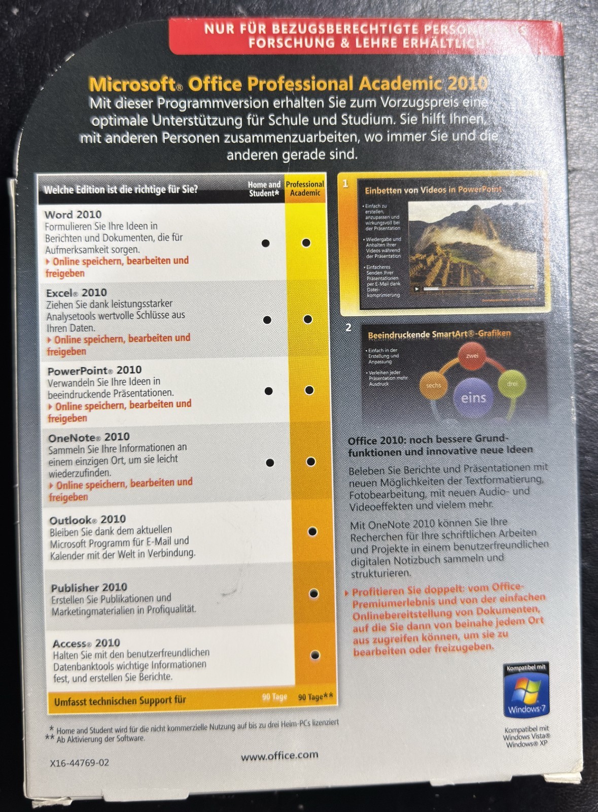 Microsoft Office Professional 2010 Academic – DVD German – Original Packaging + PKey – T6D-00014