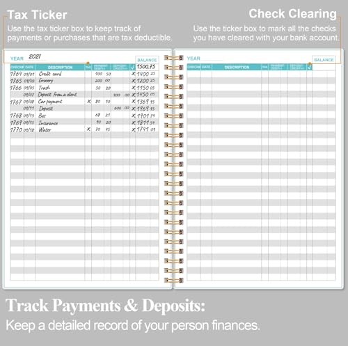 Check Register – A5 Checkbook Register for Personal Checkbook, Expense Black