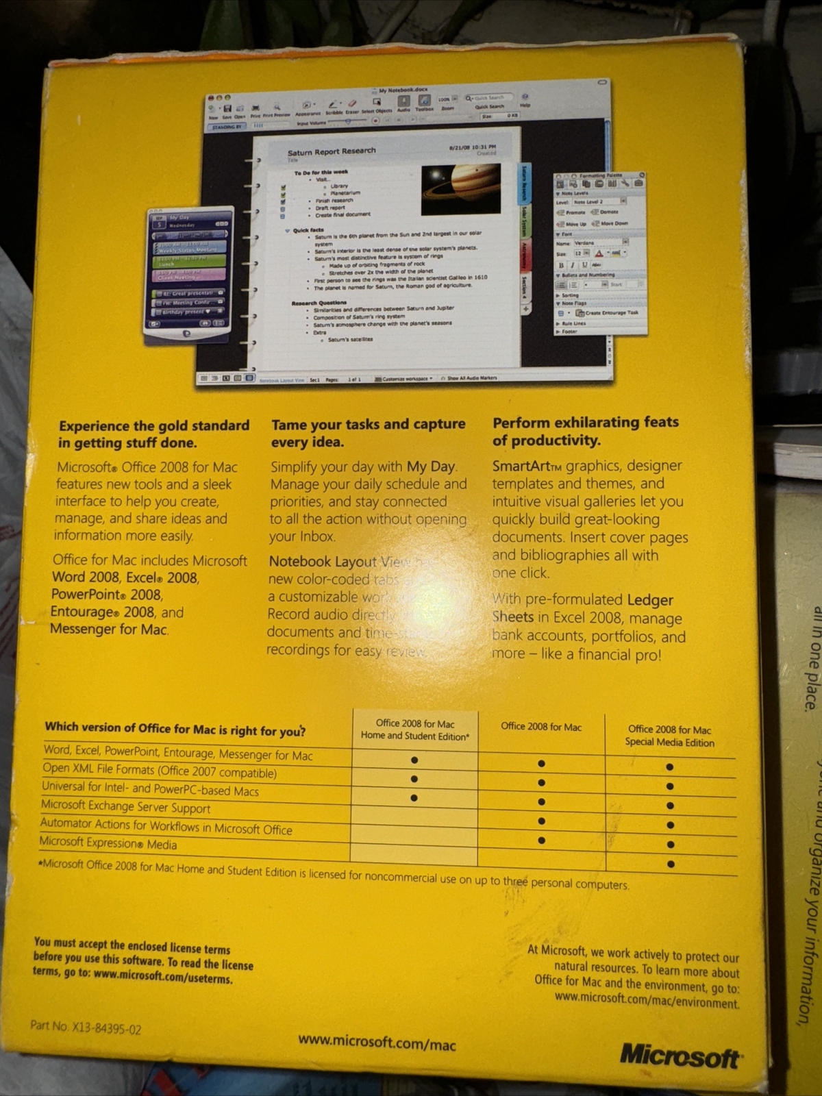 Microsoft Office 2008 Home & Student Edition for Mac w/ 3 Product Keys