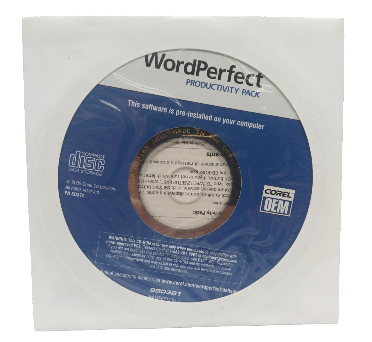 Word Perfect 2005 Productivity Pack Corel OEM 0CD940 CD Sealed