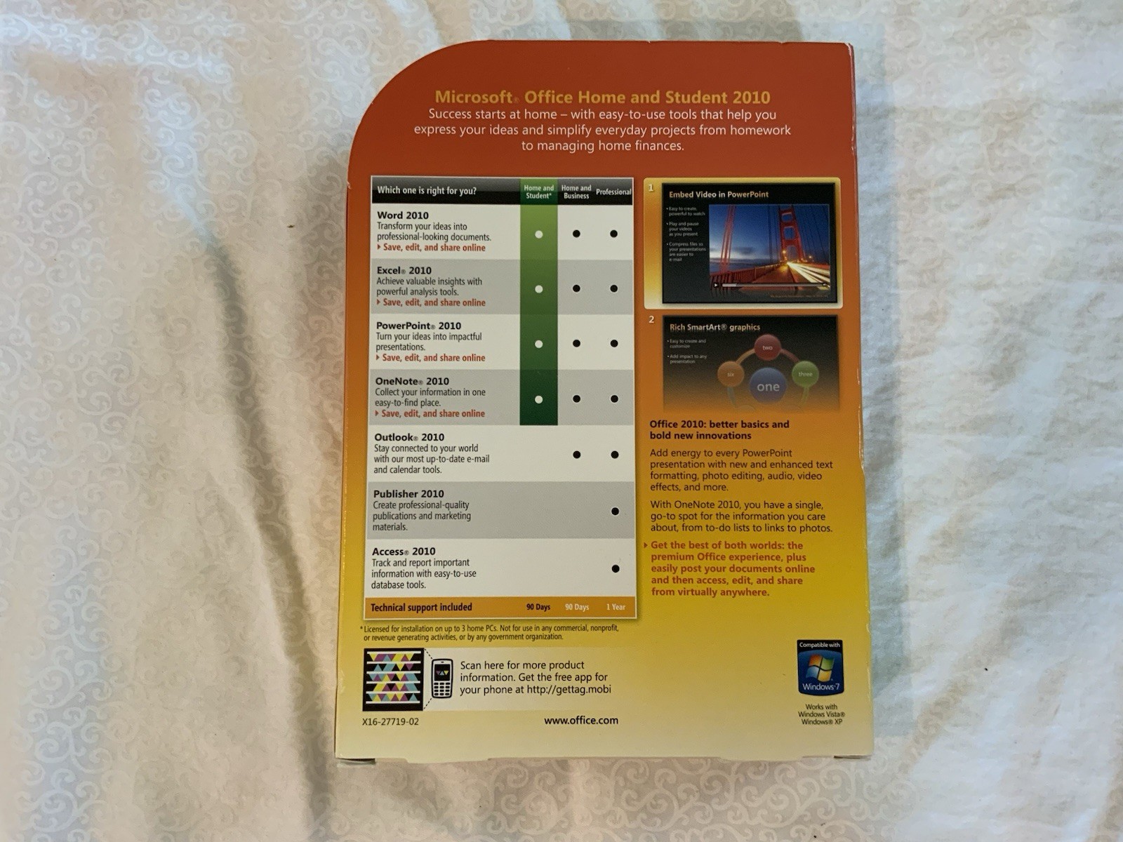 Microsoft Office Home And Student 2010 Family Pack x3 Exc Cnd W Product Key