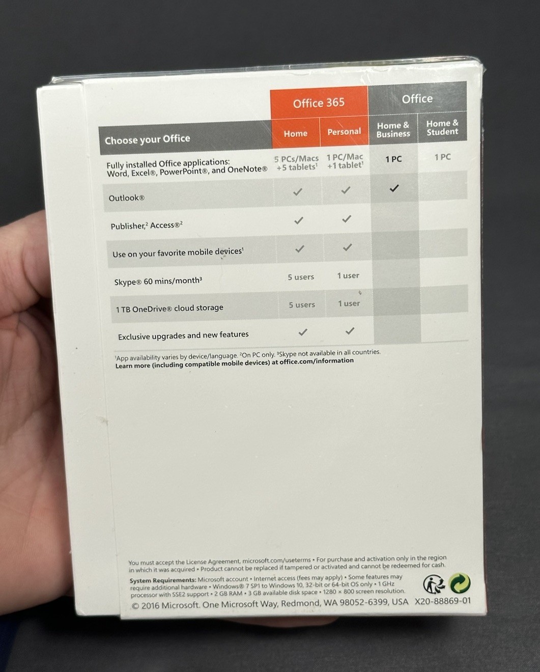 Microsoft Office 2016 Home and Business for Windows Sealed Brand New Sealed 1 PC