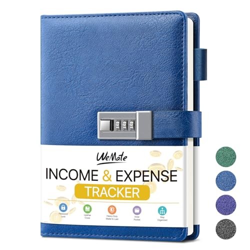Accounting Ledger Book with Lock, Accounting Log, Tracking Income & Blue