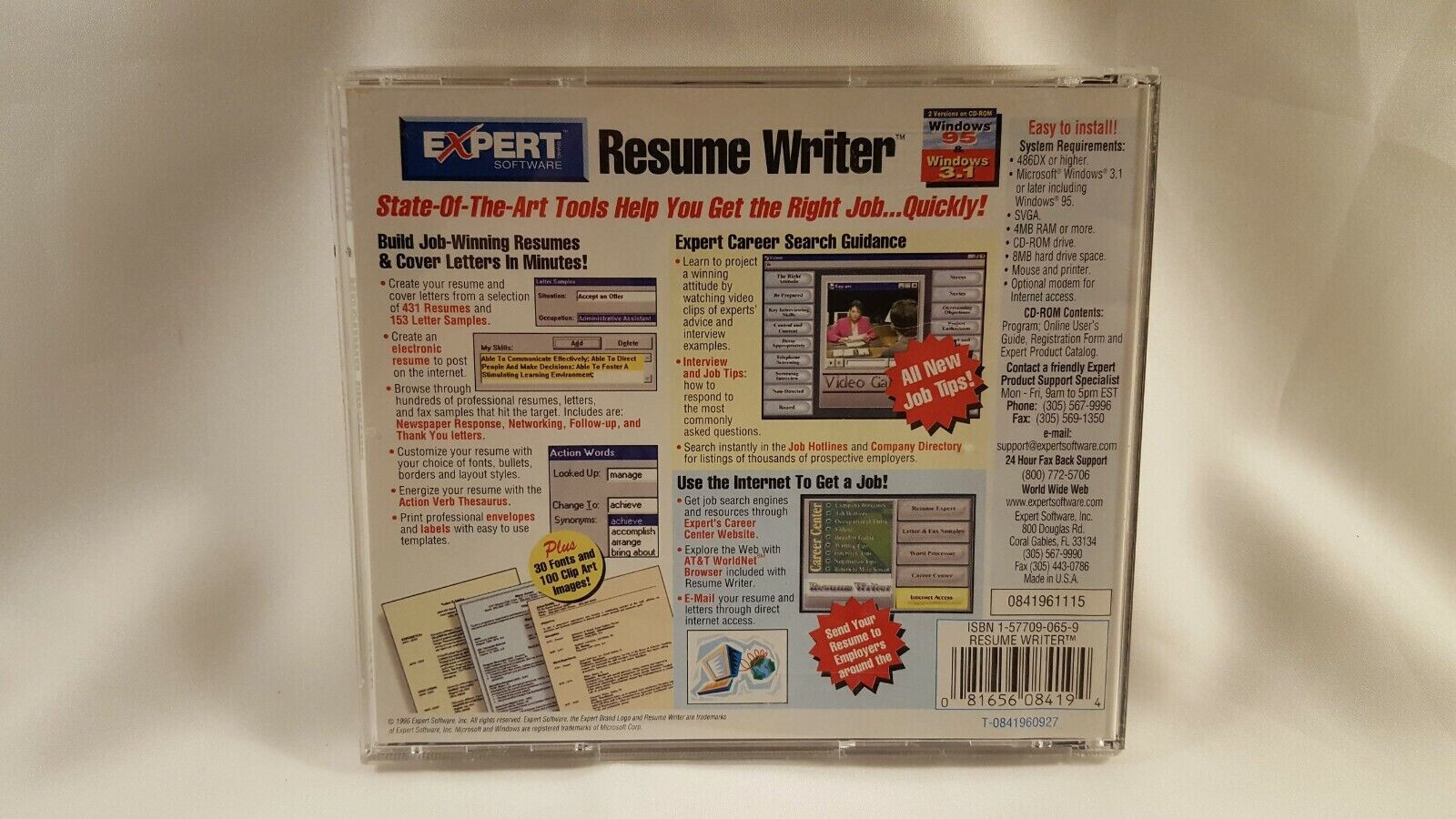 RESUME WRITER by Tom Washington (Expert Software) / CD-ROM / PC