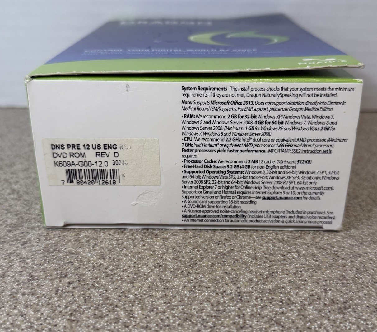 Dragon Naturally Speaking Premium Edition Speech Recognition Software Version 12