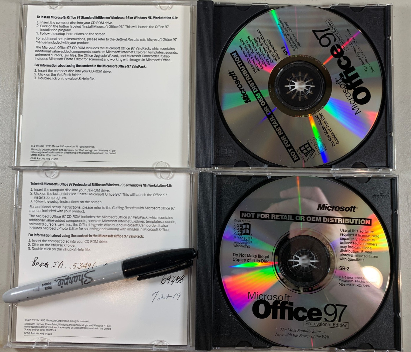 Microsoft Office 97 Professional & Standard w/ Product Key Not For Retail or OEM
