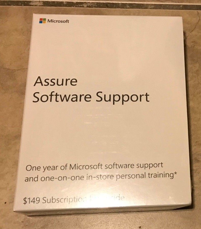 Microsoft Assure Software Support 1 Year One-on-One In Store Training NEW Retail