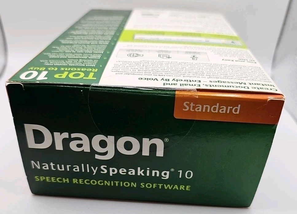 Nuance Dragon Naturally Speaking 10 Speech Recognition Software & Microphone New